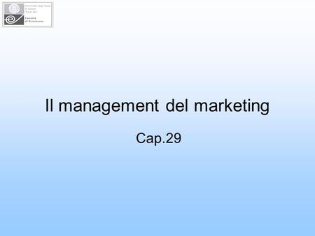 Il management del marketing