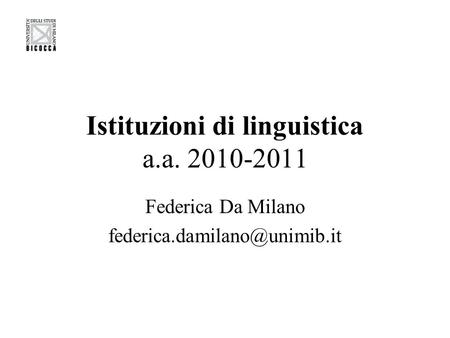 Istituzioni di linguistica a.a