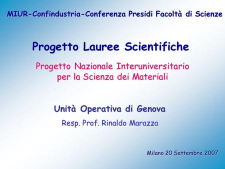 Progetto Lauree Scientifiche
