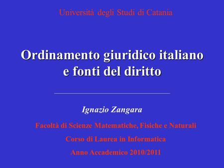 Ordinamento giuridico italiano e fonti del diritto