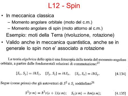 L12 - Spin In meccanica classica