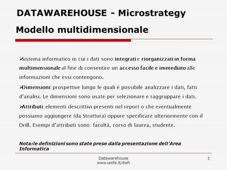 DATAWAREHOUSE - Microstrategy