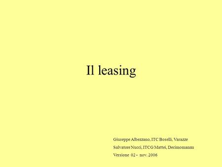 Il leasing Giuseppe Albezzano, ITC Boselli, Varazze