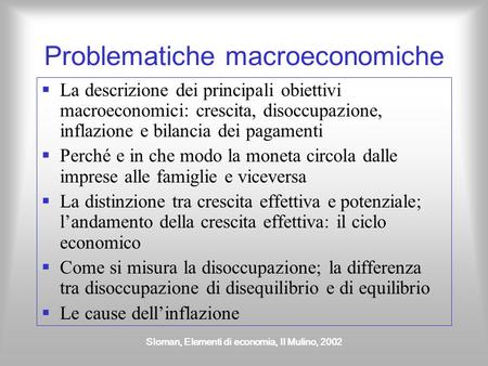 Problematiche macroeconomiche