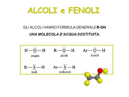 ALCOLI e FENOLI GLI ALCOLI HANNO FORMULA GENERALE R-OH