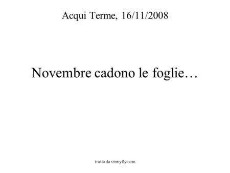 Tratto da vinnyfly.com Novembre cadono le foglie… Acqui Terme, 16/11/2008.