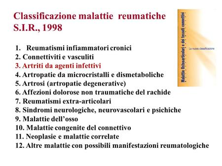 Classificazione malattie reumatiche S.I.R., 1998