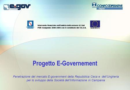Progetto E-Governement Penetrazione del mercato E-government della Repubblica Ceca e dellUngheria per lo sviluppo della Società dellInformazione in Campania.