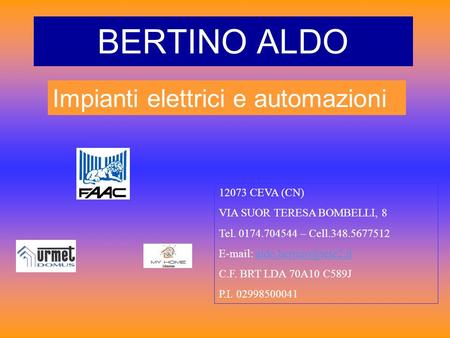 BERTINO ALDO Impianti elettrici e automazioni CEVA (CN)