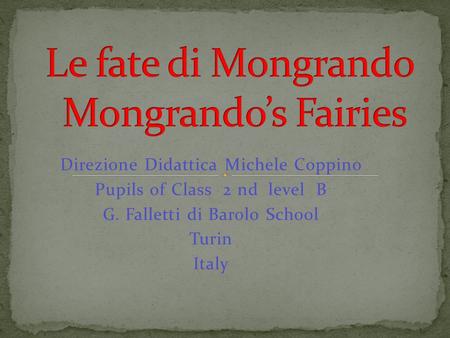 Direzione Didattica Michele Coppino Pupils of Class 2 nd level B G. Falletti di Barolo School Turin Italy.