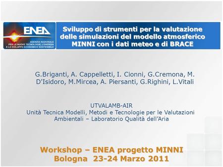 Workshop – ENEA progetto MINNI