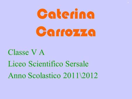 Caterina Carrozza Classe V A Liceo Scientifico Sersale