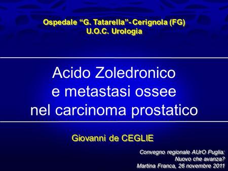 Acido Zoledronico e metastasi ossee nel carcinoma prostatico