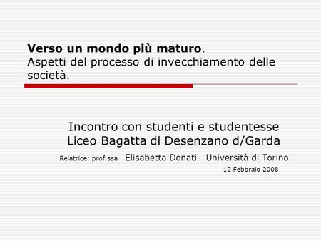 Incontro con studenti e studentesse Liceo Bagatta di Desenzano d/Garda