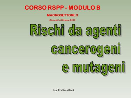 CORSO RSPP - MODULO B MACROSETTORE 3