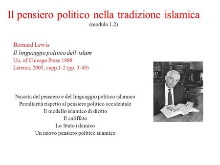 Il pensiero politico nella tradizione islamica (modulo 1.2)