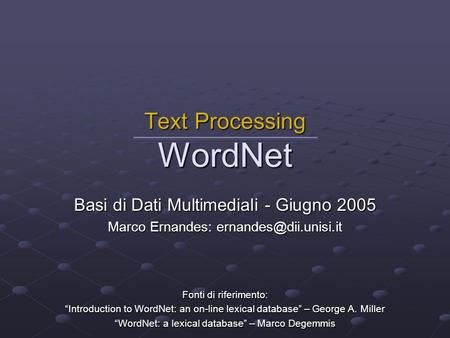 Text Processing WordNet