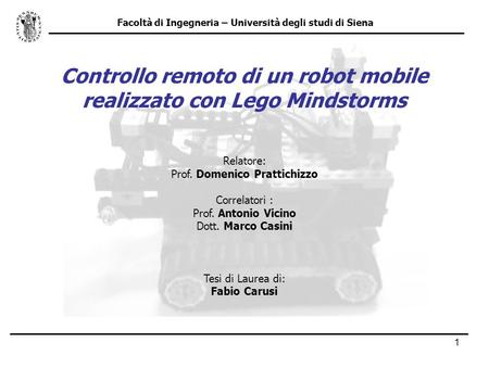 Controllo remoto di un robot mobile realizzato con Lego Mindstorms