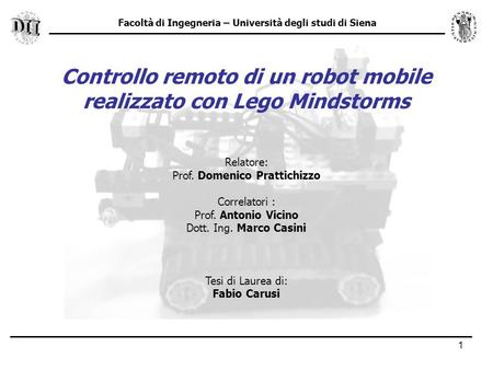 Controllo remoto di un robot mobile realizzato con Lego Mindstorms