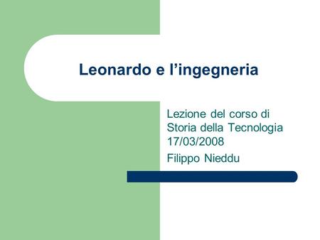 Leonardo e l’ingegneria
