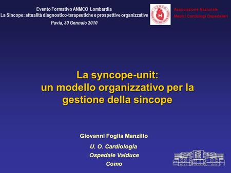 Evento Formativo ANMCO Lombardia Giovanni Foglia Manzillo