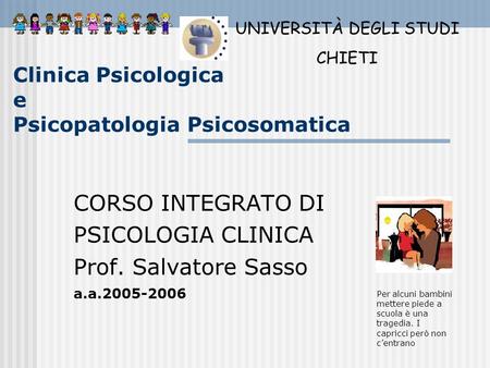 Clinica Psicologica e Psicopatologia Psicosomatica