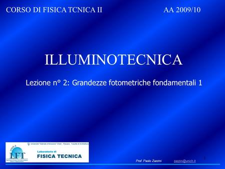 Lezione n° 2: Grandezze fotometriche fondamentali 1
