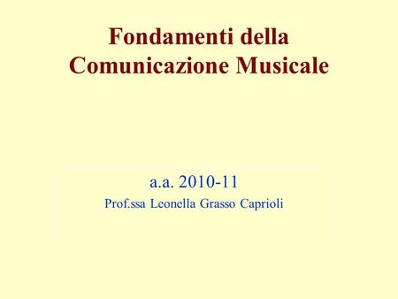 Fondamenti della Comunicazione Musicale