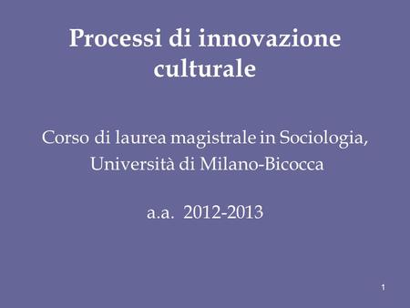 Processi di innovazione culturale
