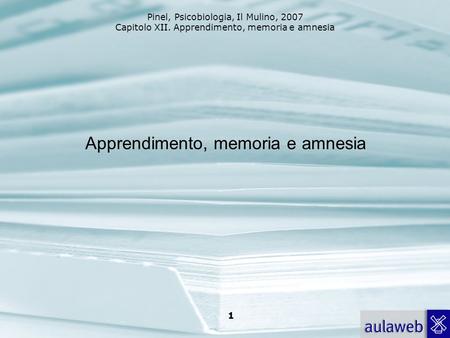 Apprendimento, memoria e amnesia