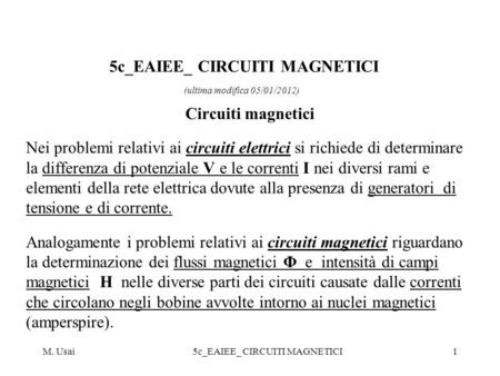 5c_EAIEE_ CIRCUITI MAGNETICI (ultima modifica 05/01/2012)