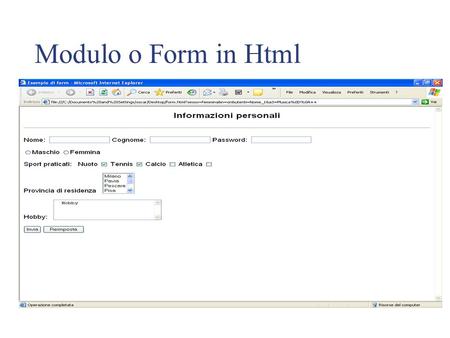 Modulo o Form in Html.