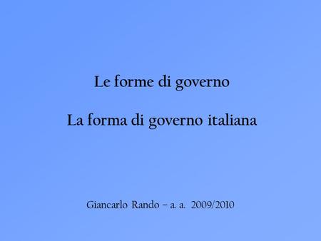 La forma di governo italiana
