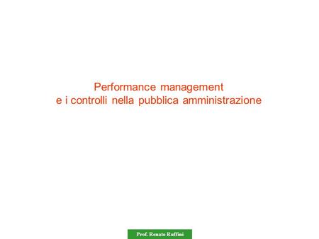 Performance management e i controlli nella pubblica amministrazione