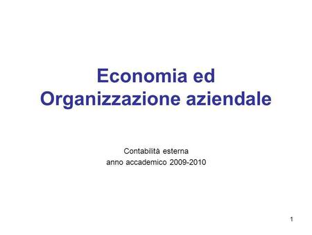 Economia ed Organizzazione aziendale