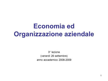 Economia ed Organizzazione aziendale