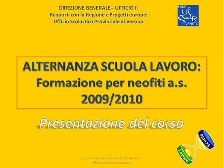 ALTERNANZA SCUOLA LAVORO: Formazione per neofiti a.s. 2009/2010