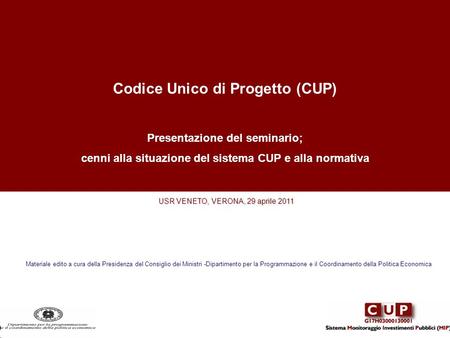 Codice Unico di Progetto (CUP)