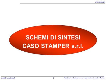 1 CASO STAMPER Lucidi di Catry Ostinelli Vietata la riproduzione se non espressamente autorizzata dallautore SCHEMI DI SINTESI CASO STAMPER s.r.l.