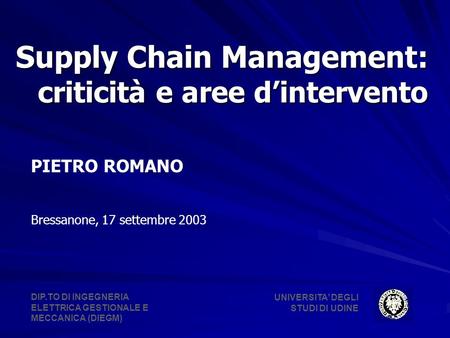 Supply Chain Management: criticità e aree d’intervento