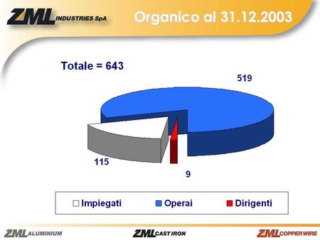 Organico al 31.12.2003. Trend dellOrganico Dipendenti ZML + Lavoratori Interinali Dipendenti ZML.
