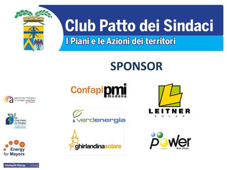 SPONSOR. La Provincia di Modena struttura di supporto dei Comuni aderenti al PATTO DEI SINDACI.