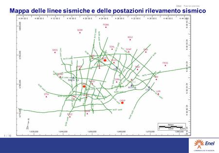 Mappa delle linee sismiche e delle postazioni rilevamento sismico