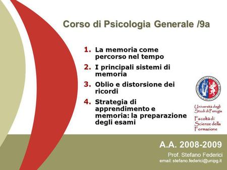 Corso di Psicologia Generale /9a
