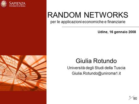 RANDOM NETWORKS per le applicazioni economiche e finanziarie