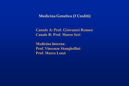Medicina Genetica (3 Crediti)