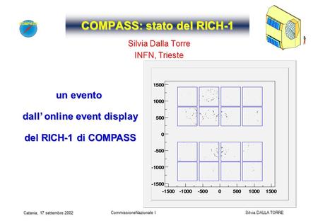CommissioneNazionale I Silvia DALLA TORRE Catania, 17 settembre 2002 COMPASS: stato del RICH-1 Silvia Dalla Torre INFN, Trieste un evento dall online event.