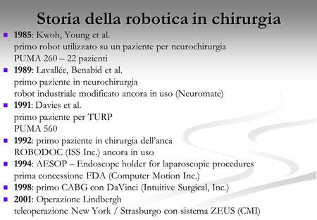 Storia della robotica in chirurgia