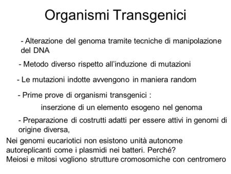 Organismi Transgenici