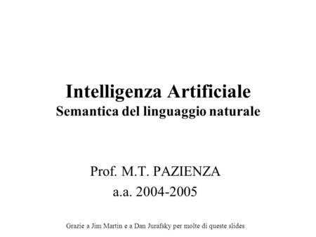 Intelligenza Artificiale Semantica del linguaggio naturale